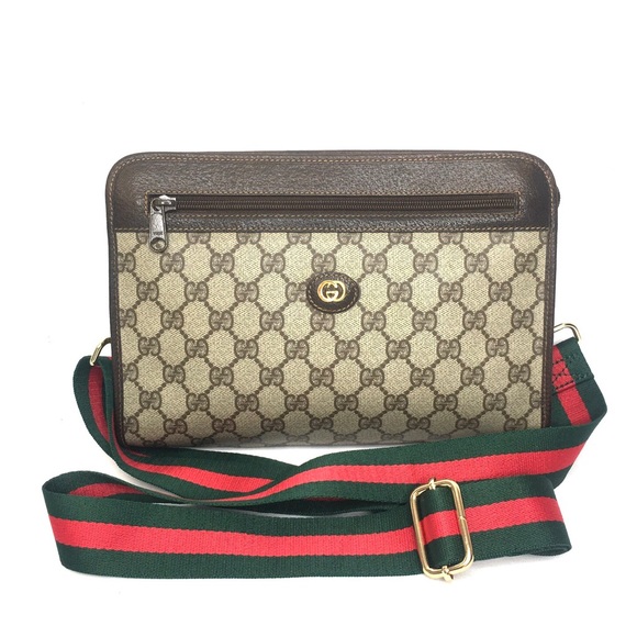 Authentic Gucci brown monogram coated canvas crossbody bag clutch - Picture 4 of 16